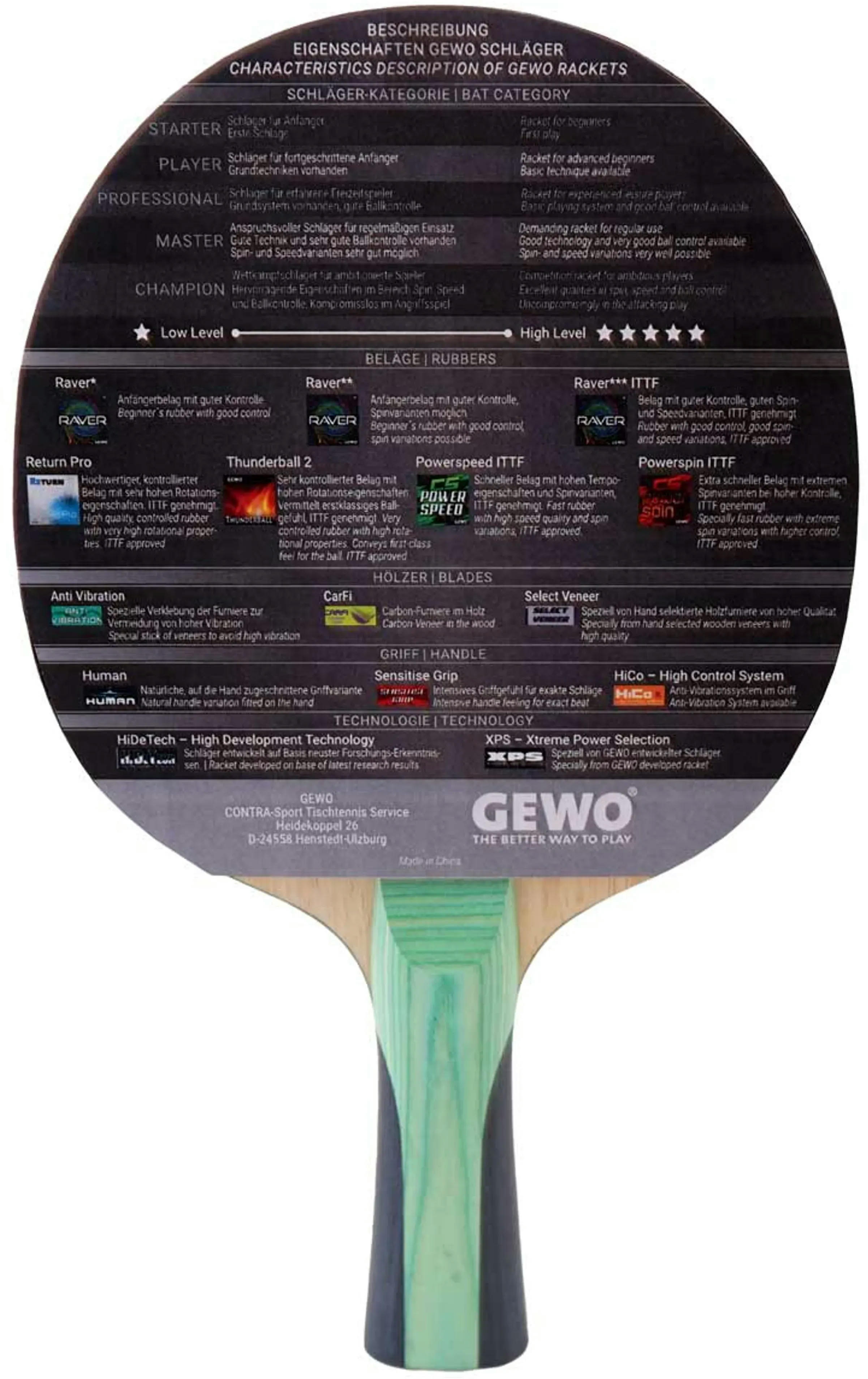 Ракетка для настольного тенниса Gewo CS Energy Carbon Pro FL (1057500001) фото 2