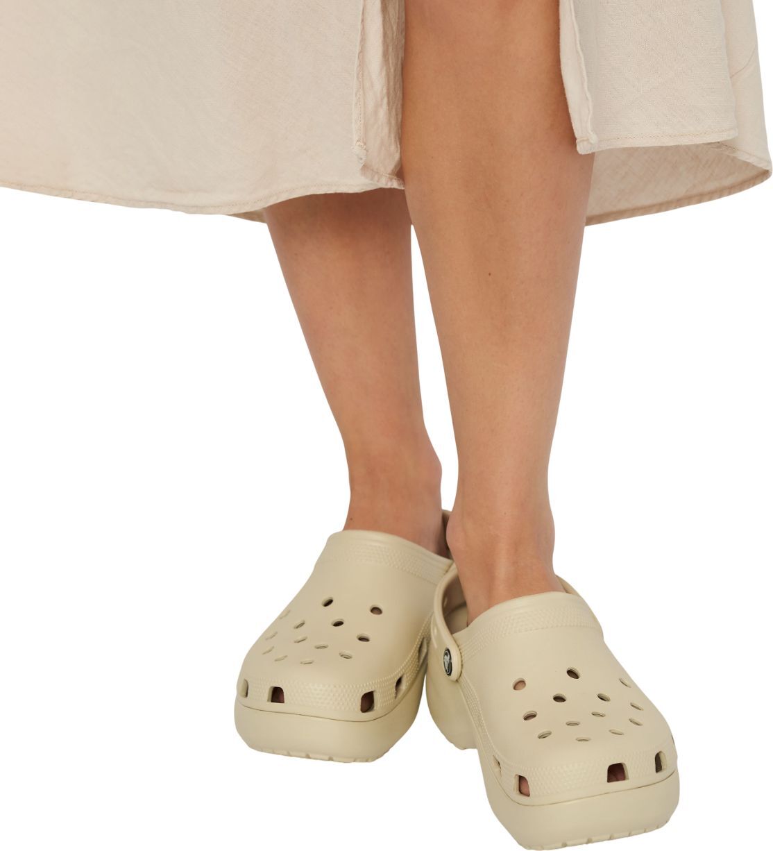 Кроксы Crocs Classic Platform Clog 206750-2Y2 40 (W9 US US) бежевые фото 