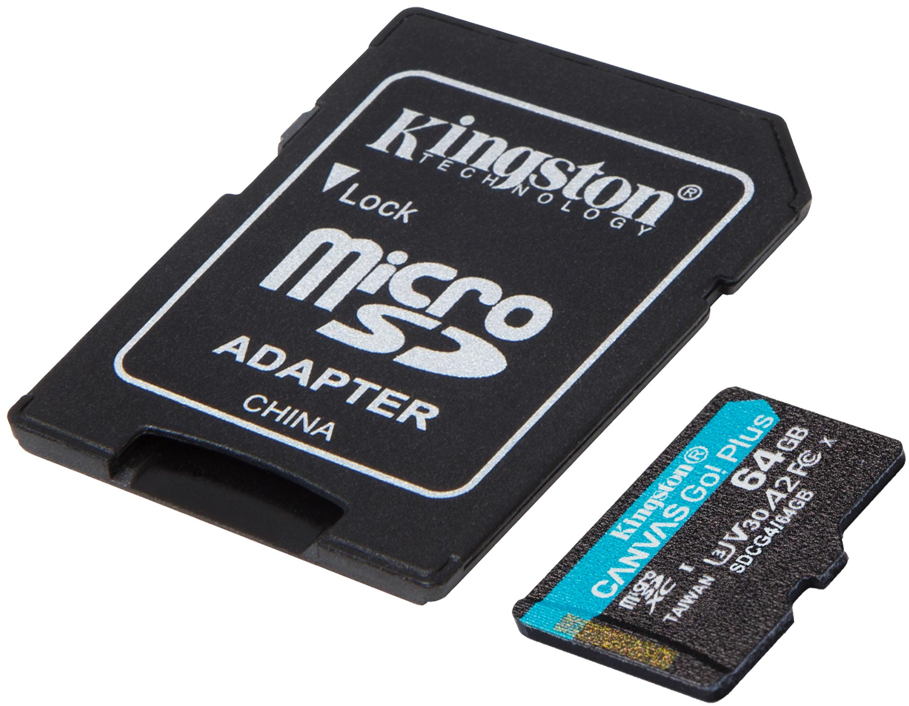 Карта памяти Kingston microSD 64GB C10 UHS-I U3 A2 V30 R200MB/s + SD-адаптер (SDCG4/64GB) фото 2