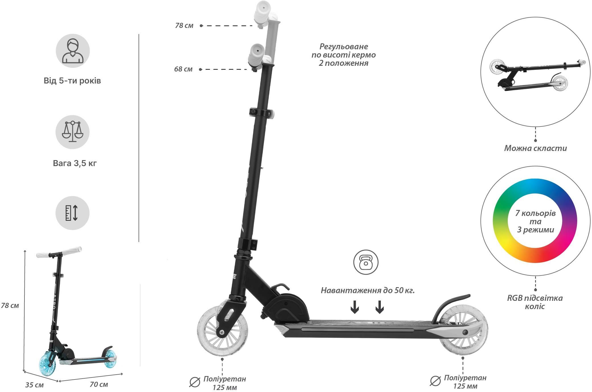 Самокат 2E Aero RGB (AERO-125-RGB)фото10