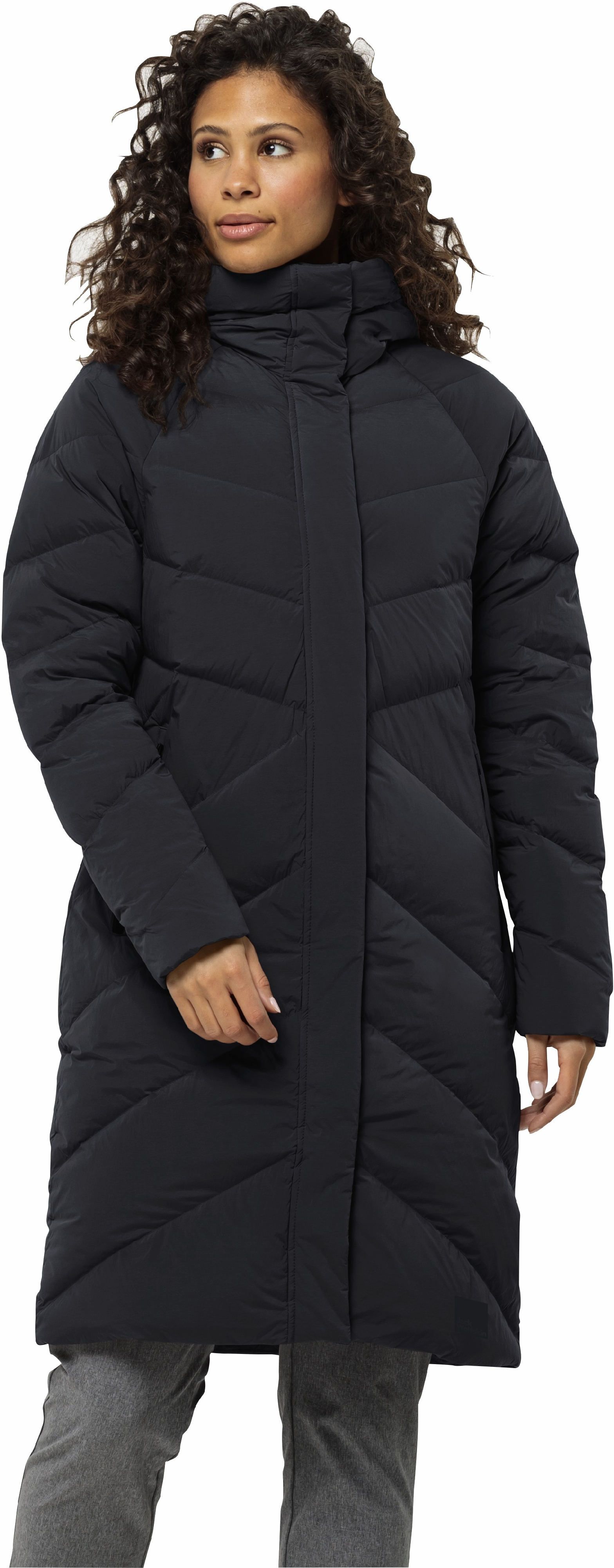 Полупальто пуховое женское Jack Wolfskin Marienplatz Coat W 1206971_6350 48 XXL темно-серое фото 