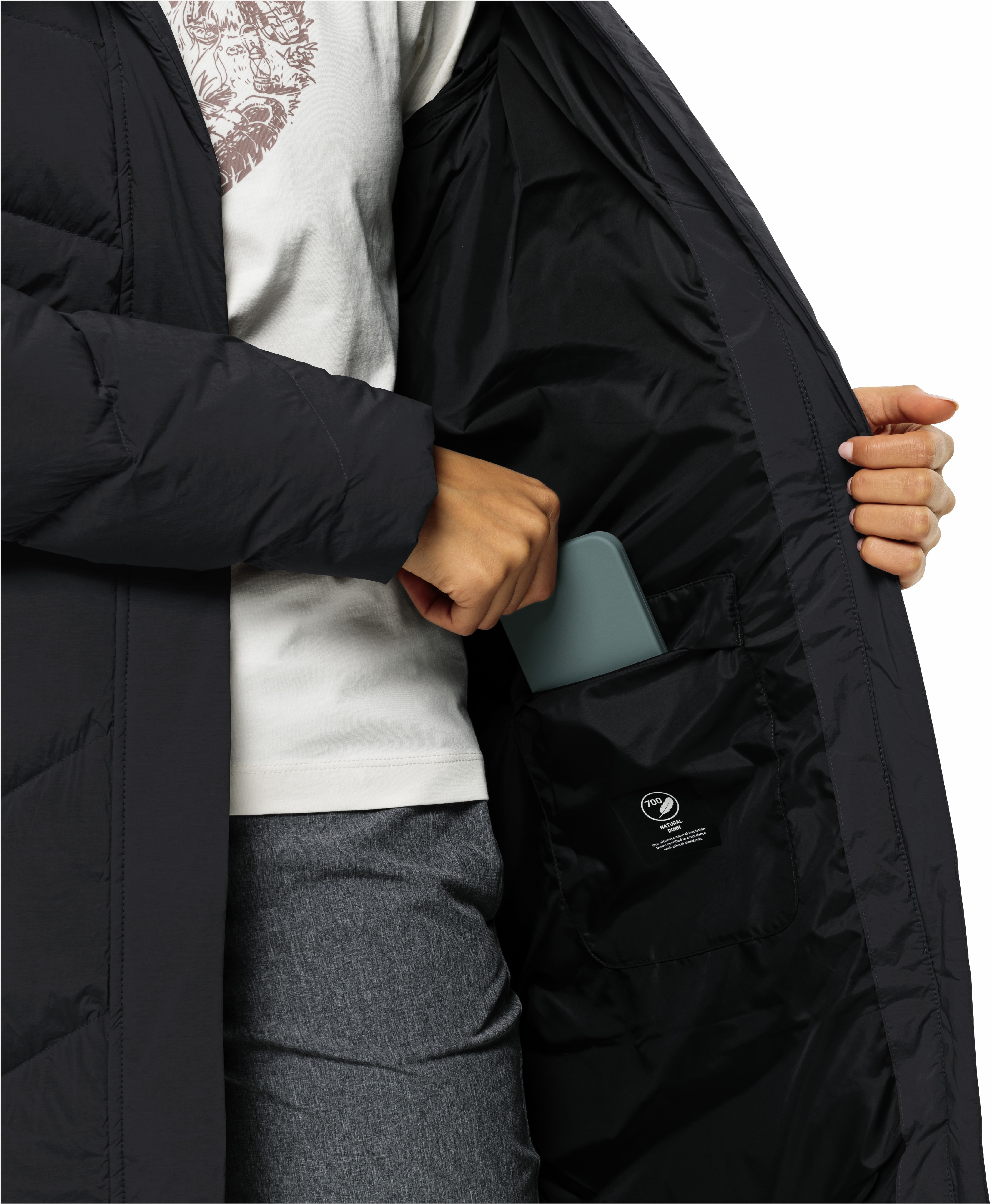 Полупальто пуховое женское Jack Wolfskin Marienplatz Coat W 1206971_6350 48 XXL темно-серое фото 