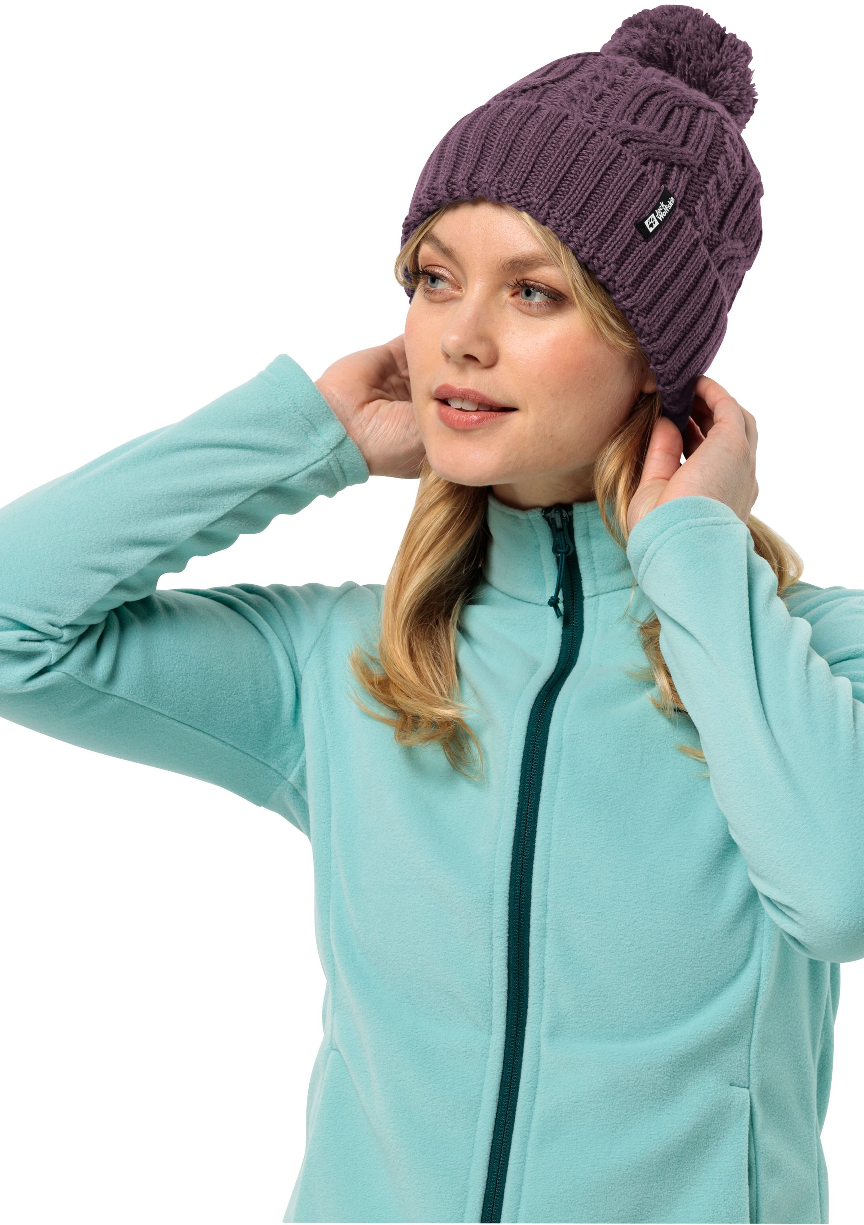 Шапка Jack Wolfskin Pompom Beanie 1905092_I0081 OS темно-фиолетовая фото 