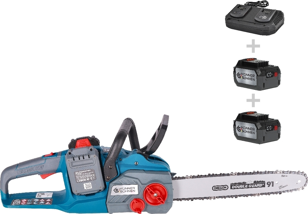 Пила ланцюгова акумуляторна Konner&amp;Sohnen KS CS40V-14 40В(20+20В), АКБ 2х4Аг (KSCS40V-14SET)фото