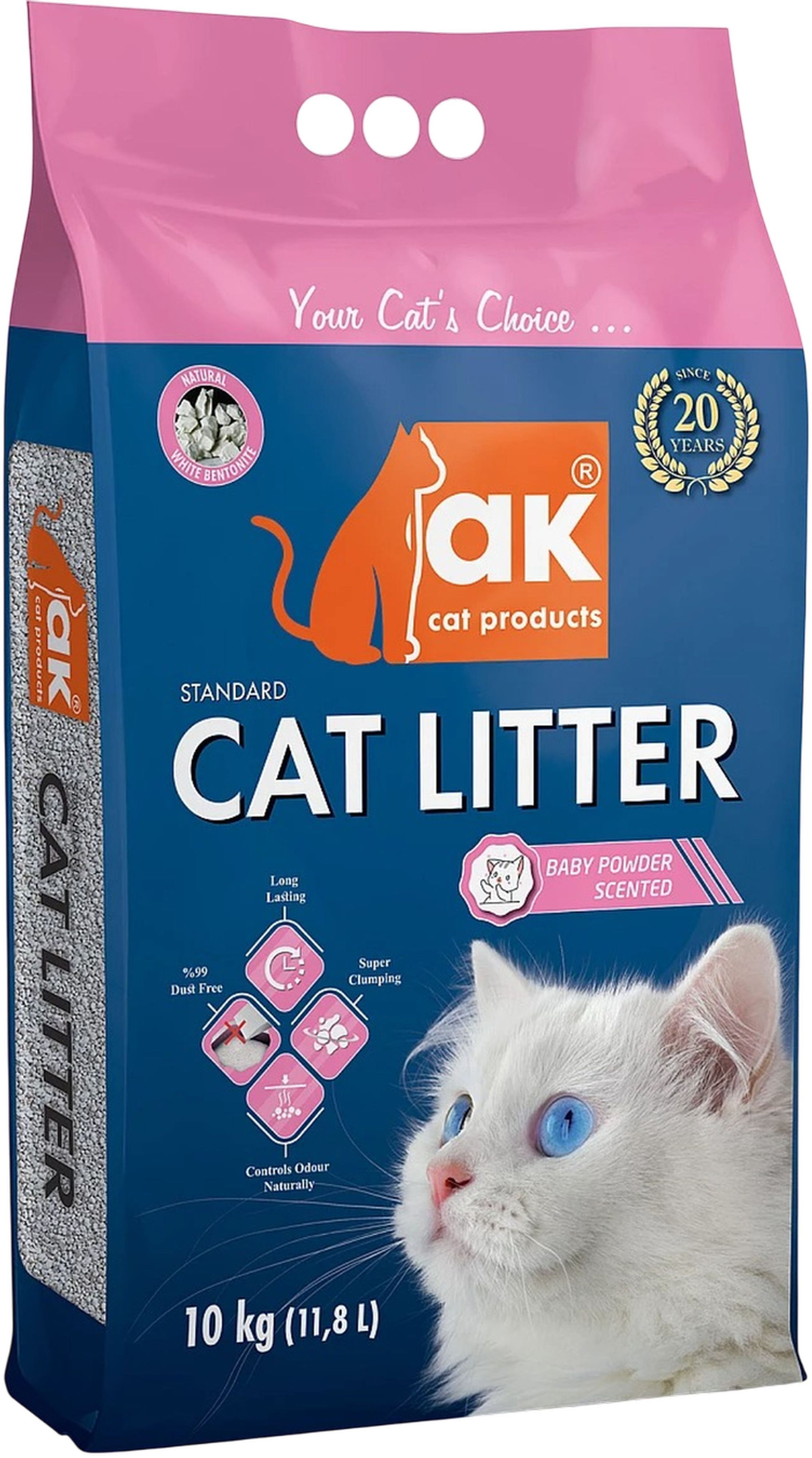 Наповнювач для котячого туалету Akcat Compact Cat Litter бентонітовий дитяча присипка 10кг/11,8лфото2