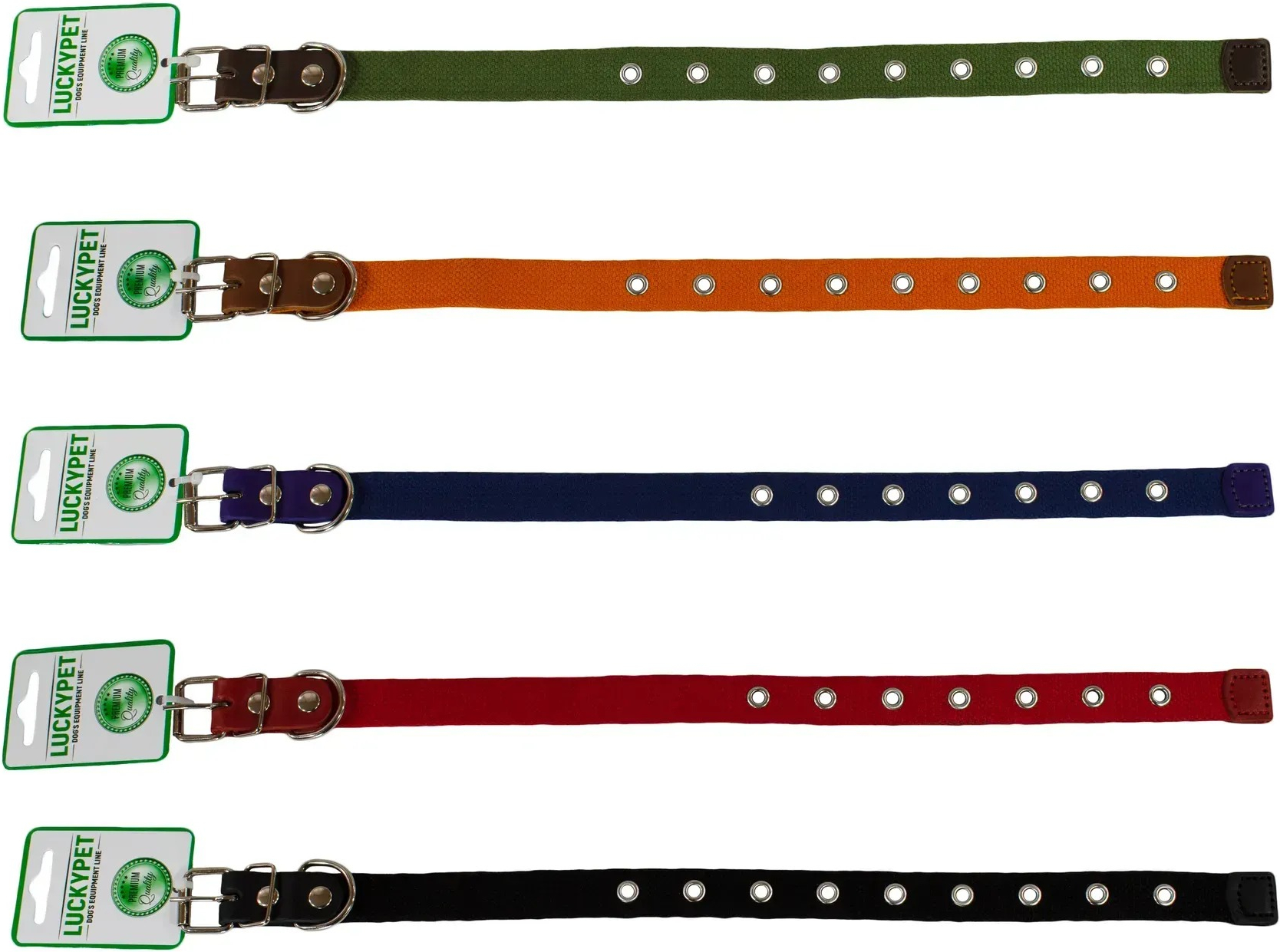 Ошейник для собак Lucky Pet 2,5*17-41см брезентовый одинарный с кожей черный фото 2