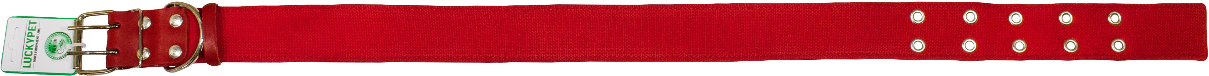 Ошейник для собак Lucky Pet 4,5*67-83см брезентовый двойной с кожей красный фото 2