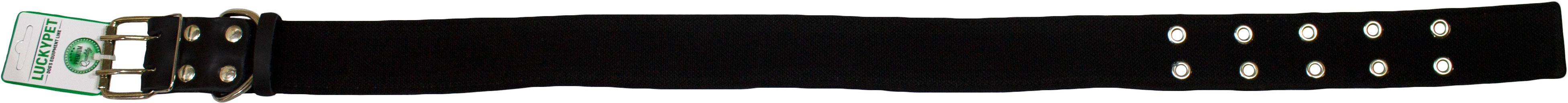 Ошейник для собак Lucky Pet 4,5*67-83см брезентовый двойной с кожей черный фото 2