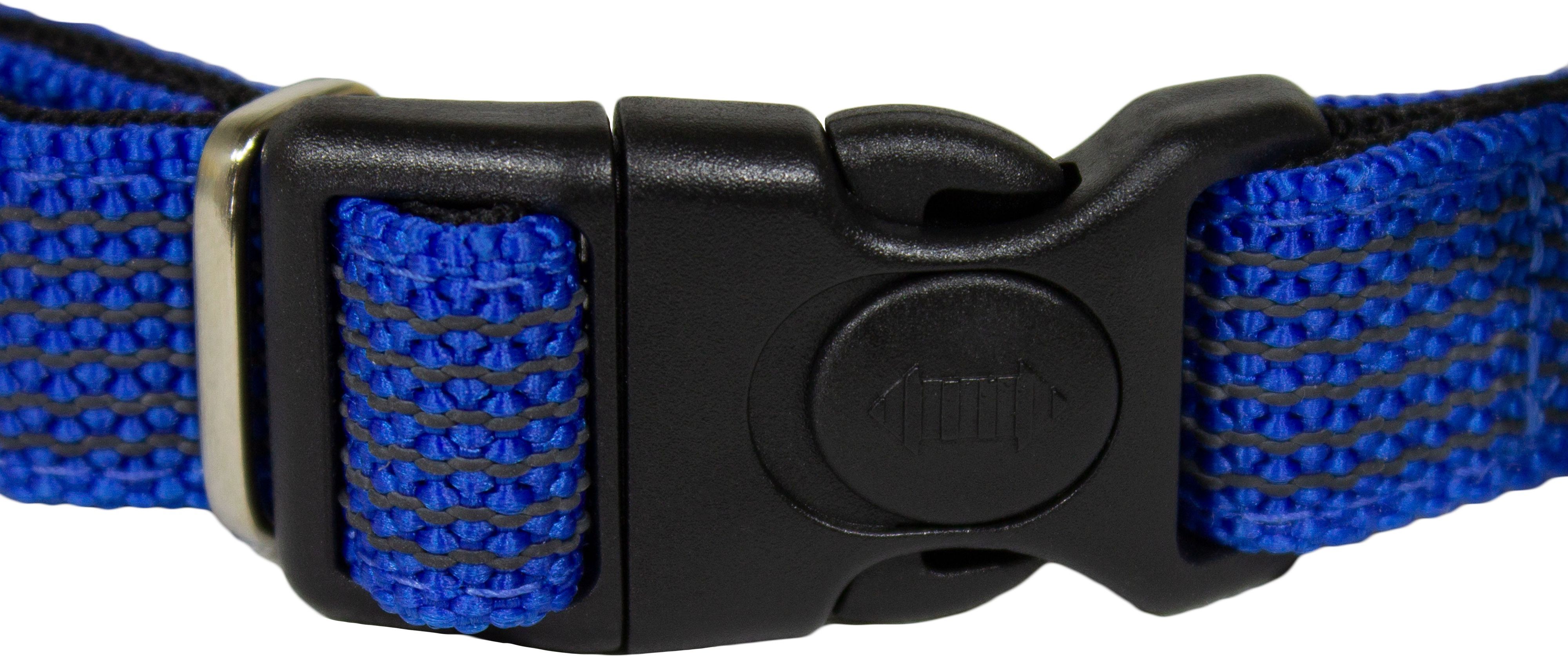 Ошейник для собак Lucky Pet 2*25-35см с прорезиненной лентой подшитый синий фото 3