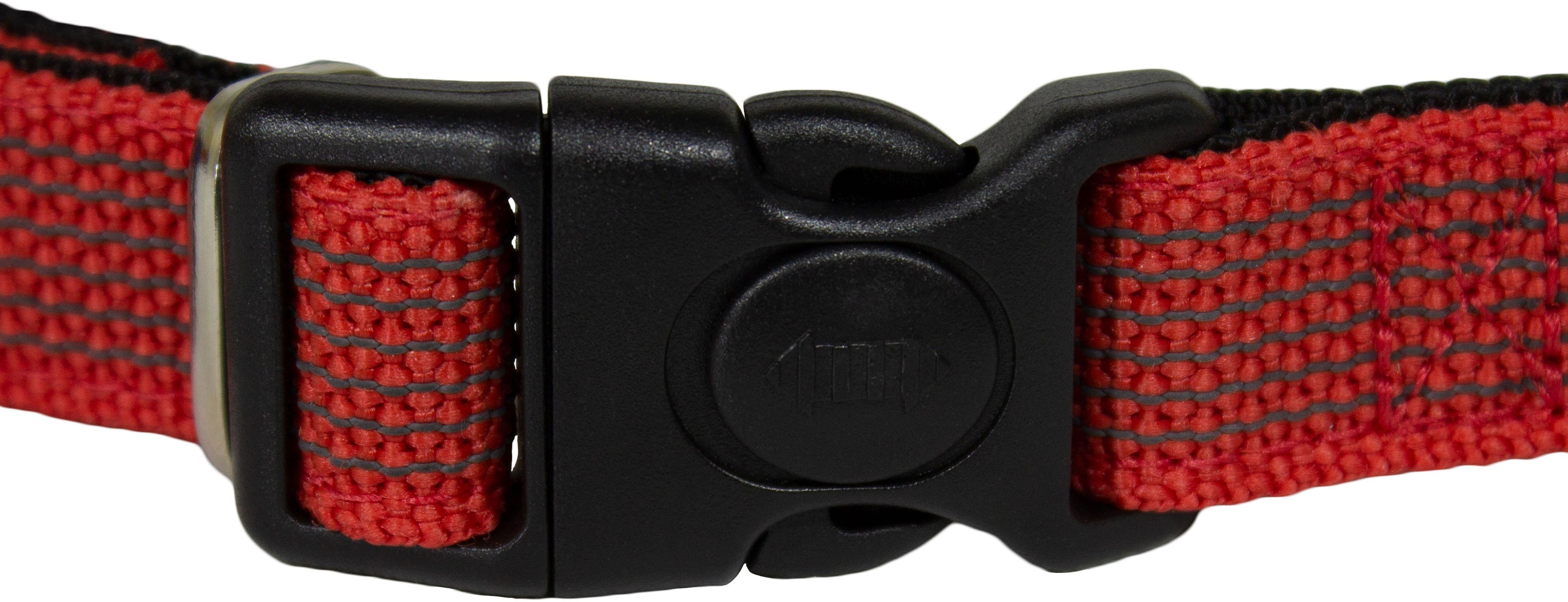 Ошейник для собак Lucky Pet 2*25-35см с прорезиненной лентой подшитый красный фото 3