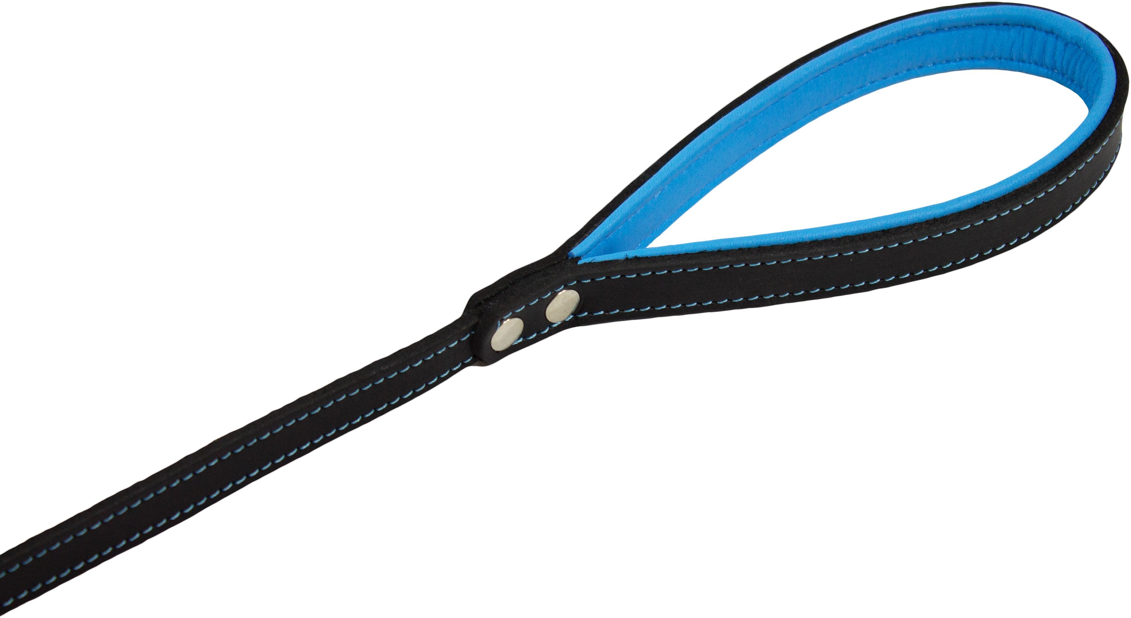 Повідець для собак Lucky Pet 1*120см шкіряний чорно-блакитнийфото3