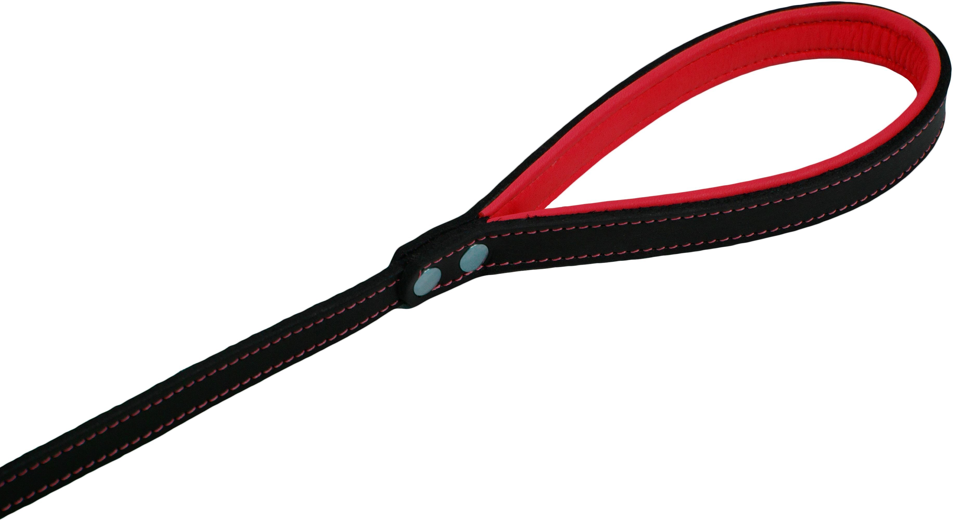 Повідець для собак Lucky Pet 1*120см шкіряний чорно-червонийфото3