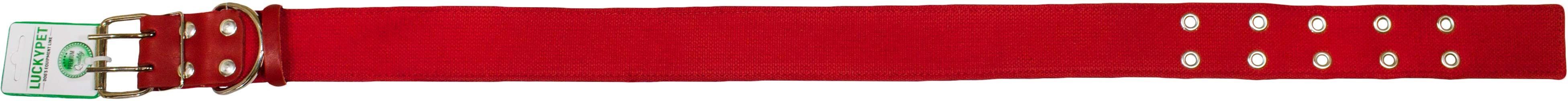 Ошейник для собак Lucky Pet 4,5*51-67см брезентовый двойной с кожей красный фото 2