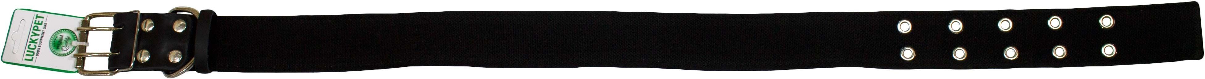 Ошейник для собак Lucky Pet 4,5*51-67см брезентовый двойной с кожей черный фото 