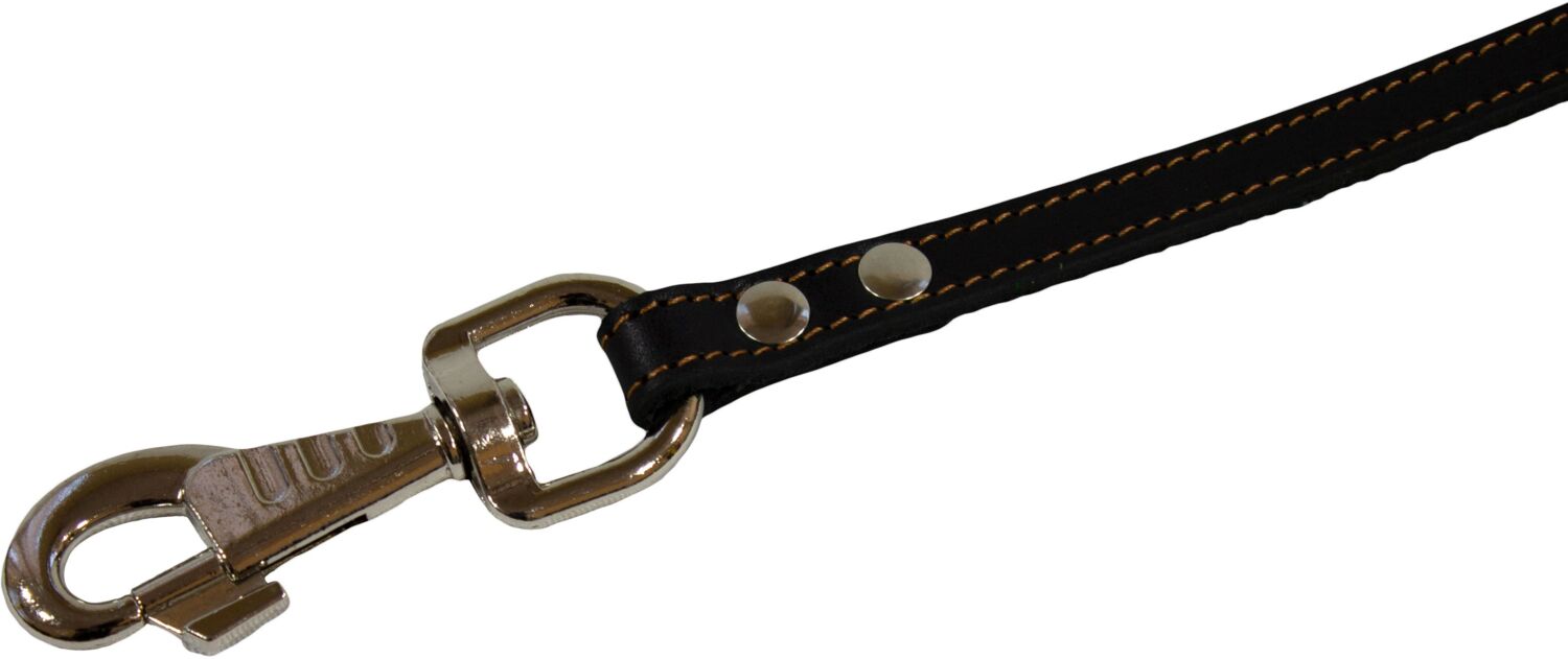 Повідець для собак Lucky Pet 1*120см шкіряний чорно-жовтогарячийфото