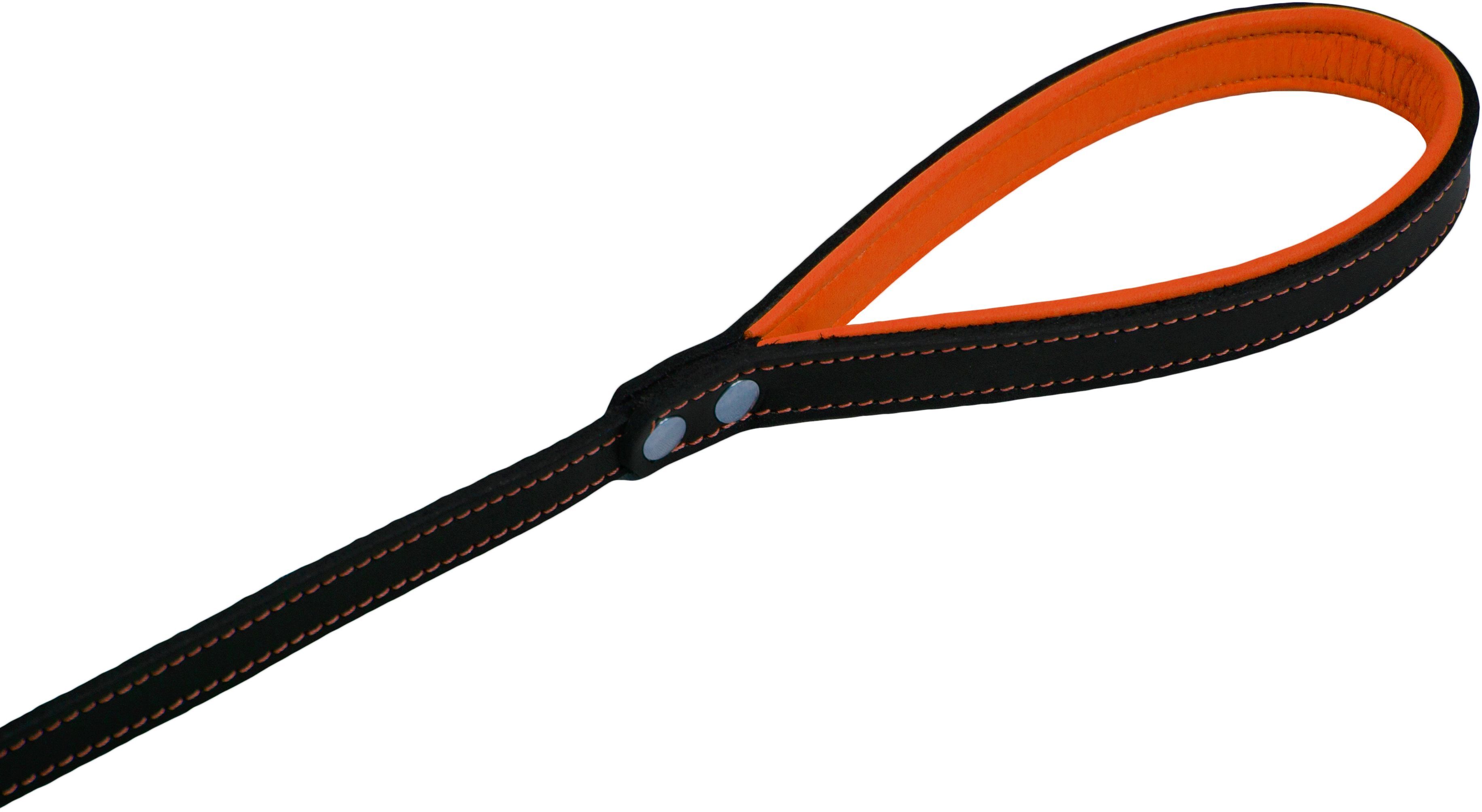 Повідець для собак Lucky Pet 1*120см шкіряний чорно-жовтогарячийфото3