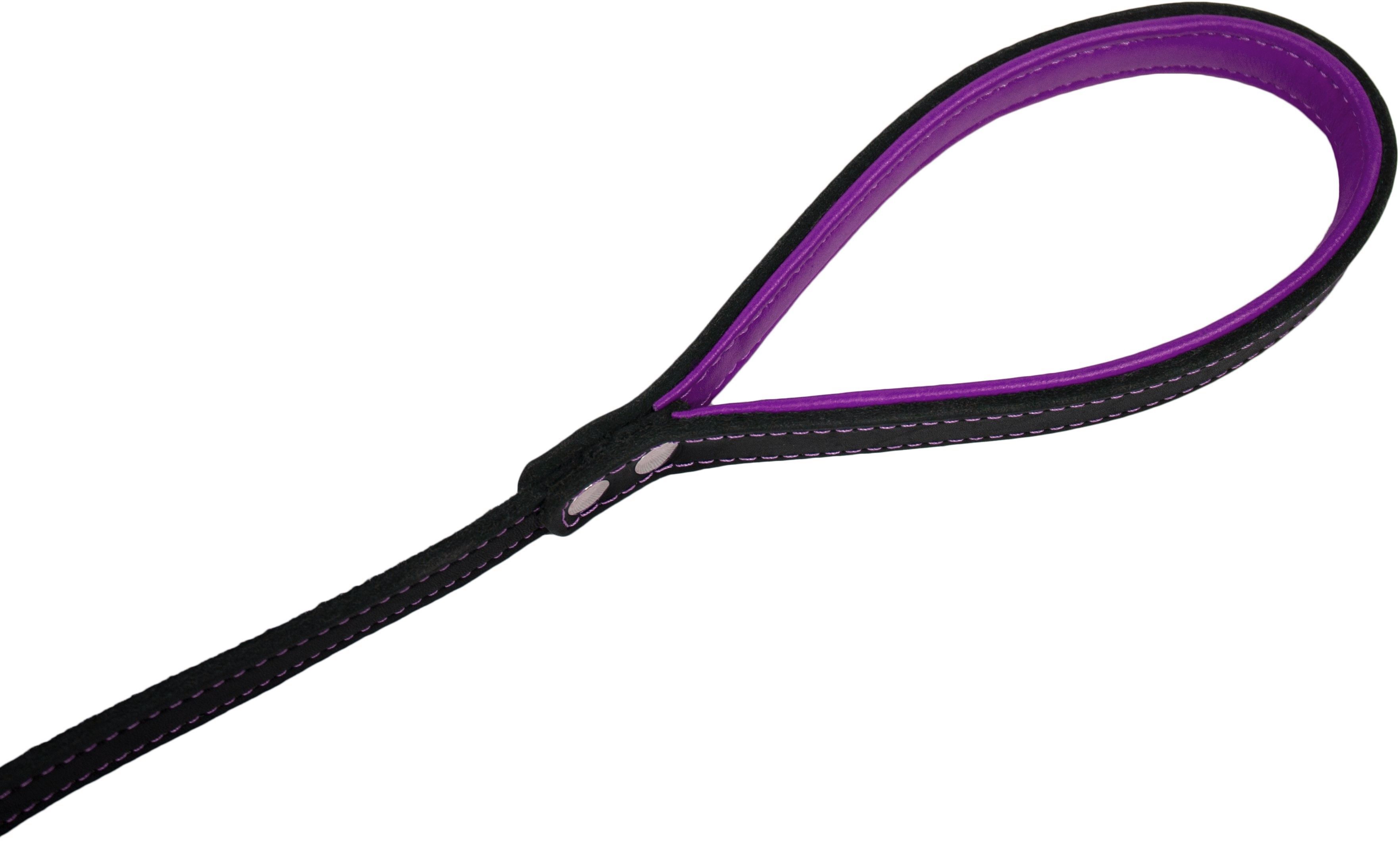 Повідець для собак Lucky Pet 1*120см шкіряний чорно-фіолетовийфото3