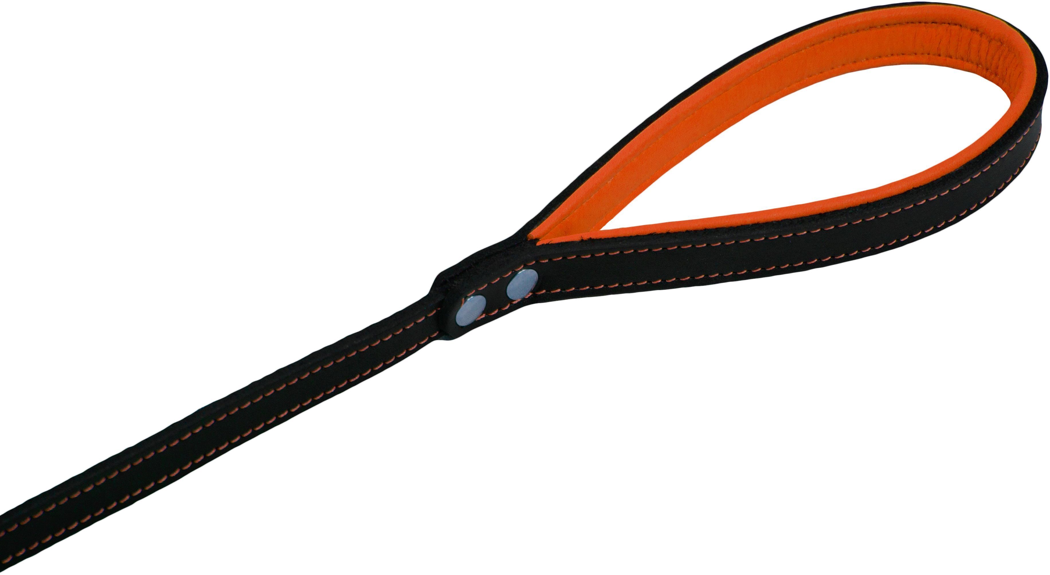 Повідець для собак Lucky Pet 1,4*120см шкіряний чорно-жовтогарячийфото3