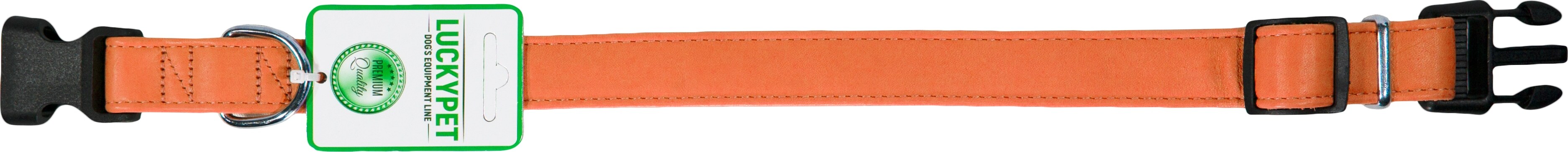 Нашийник для собак Lucky Pet 1,6*25-35см шкіряний подвійний помаранчевийфото2