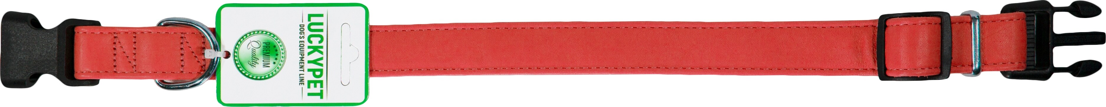 Ошейник для собак Lucky Pet 1,6*25-35см кожаный двойной красный фото 2