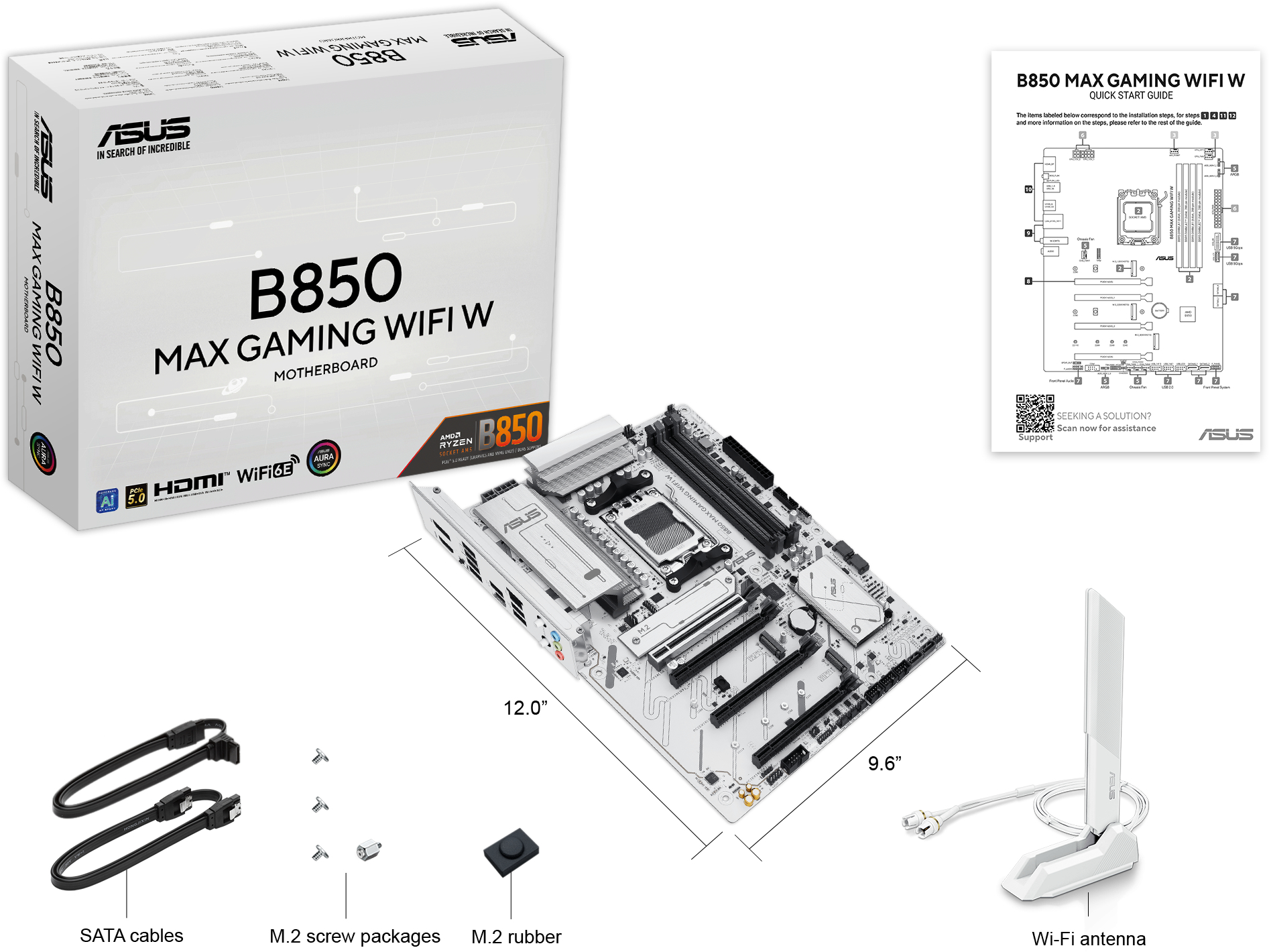 Материнcька плата ASUS B850 MAX GAMING WIFI W (90MB1M10-M0EAY0)фото