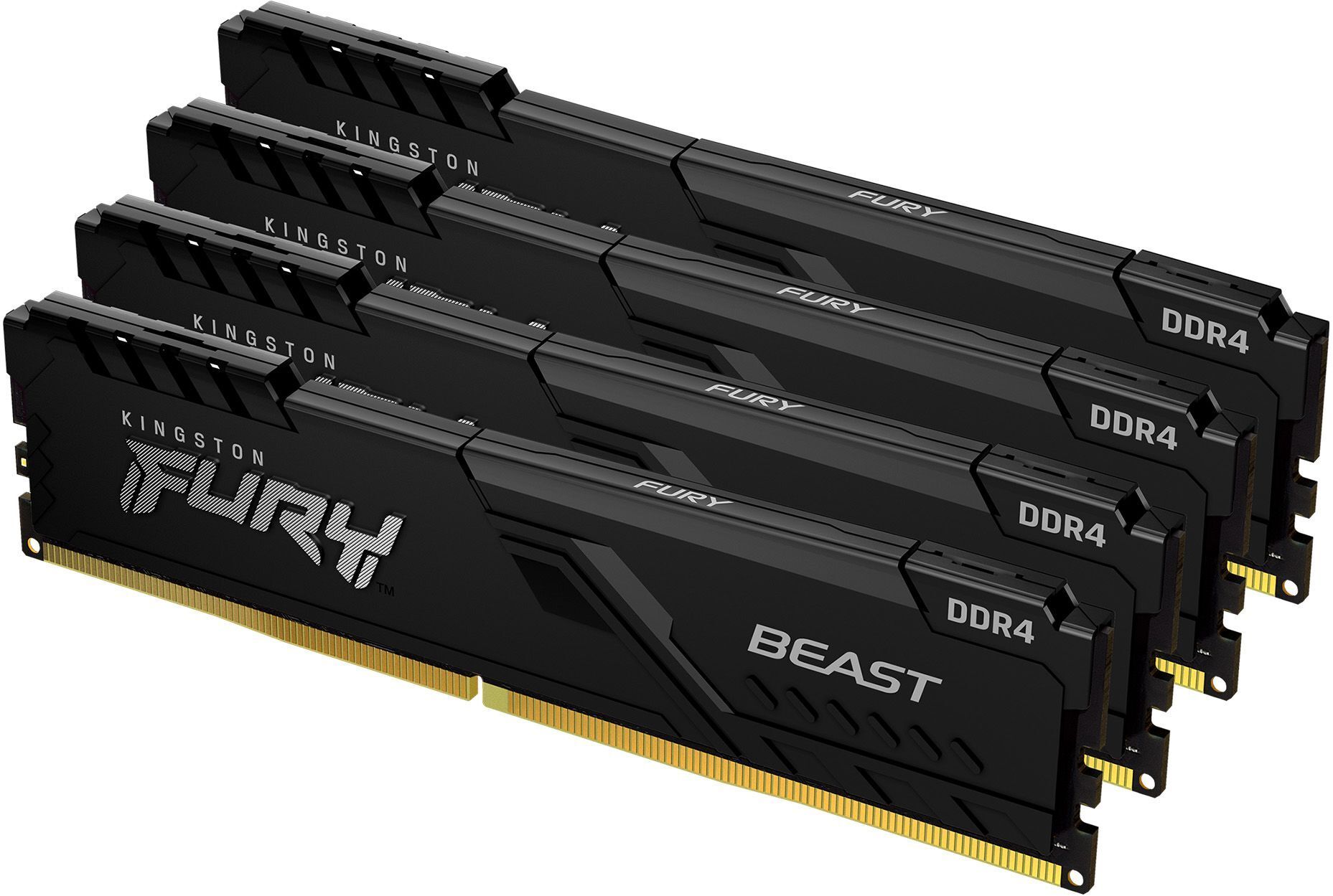 Пам'ять для ПК Kingston DDR4 32GB KIT (8GBx4) 3200 FURY Beast (KF432C16BBK4/32)фото