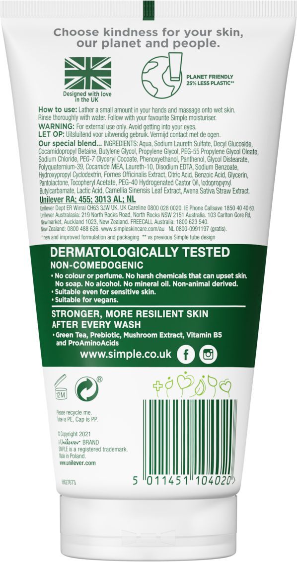 Гель для умывания Simple Regeneration Age Resisting Facial Wash 150 мл фото 2