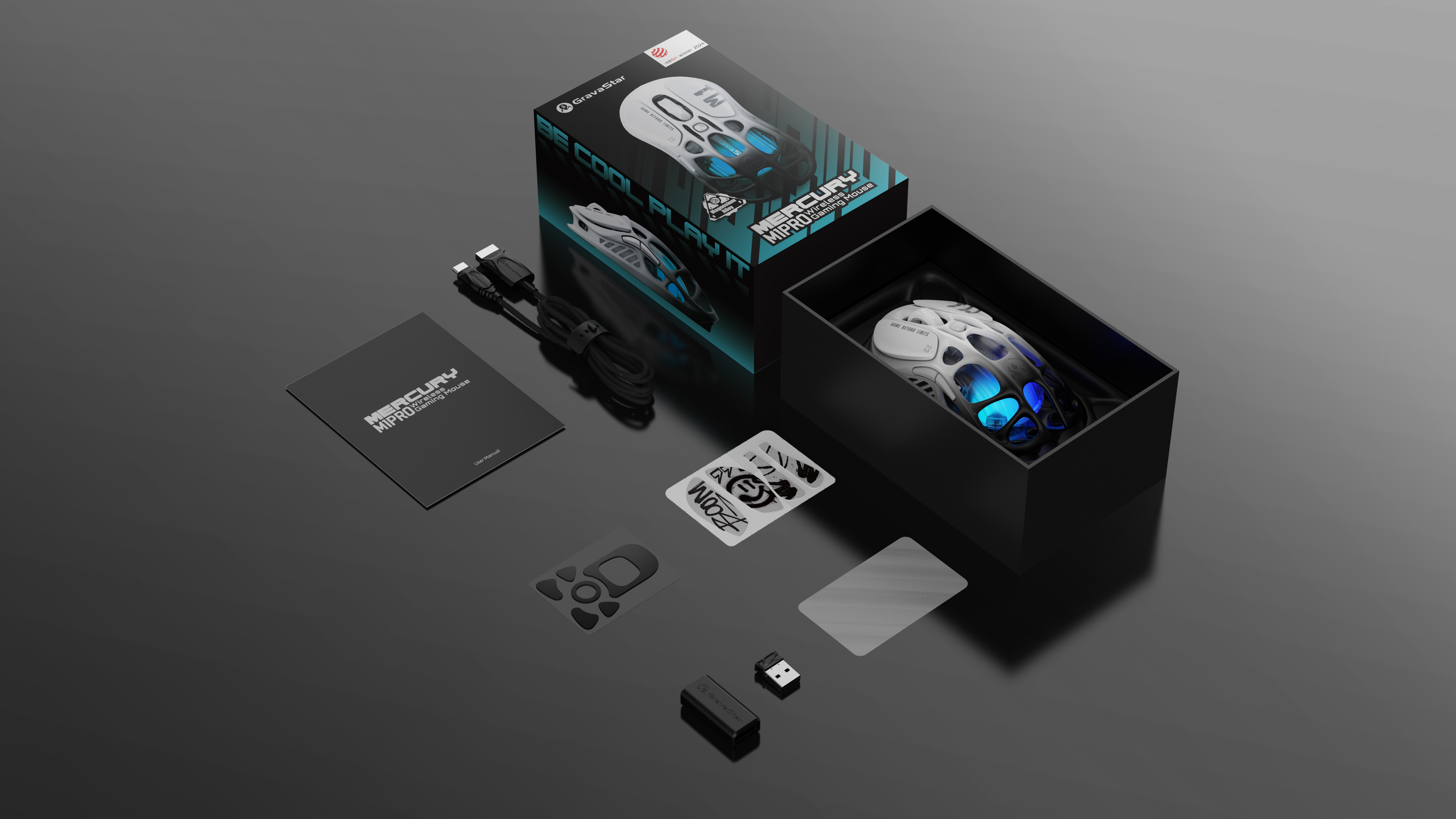 Ігрова миша GravaStar Mercury M1 Pro WL, White-Black (GRAVASTARM1PRO_GBLK)фото7