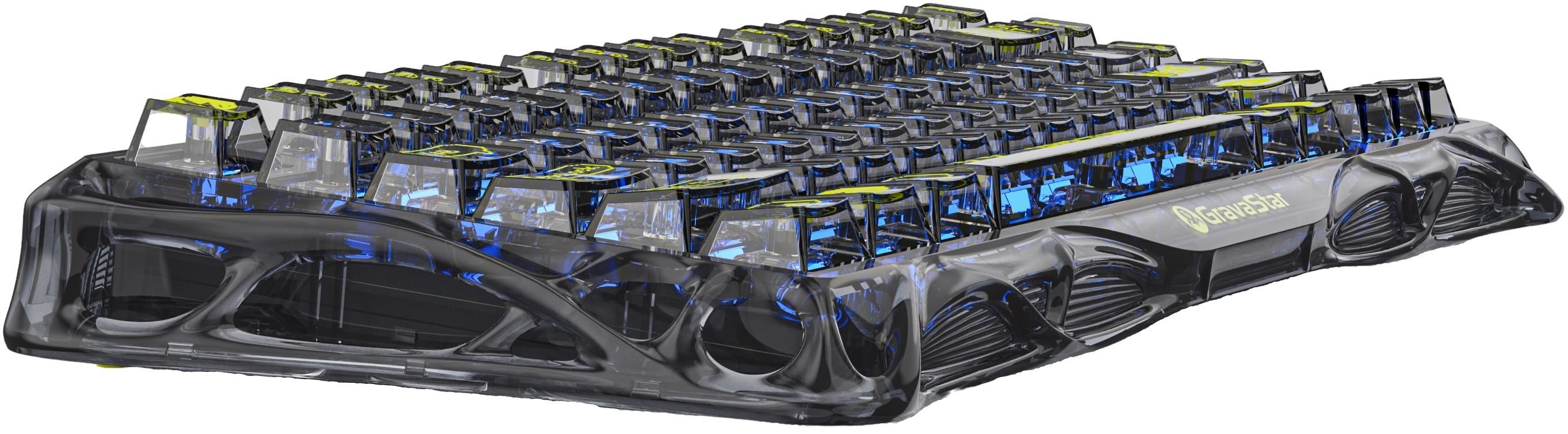 Клавіатура GravaStar Mercury K1 Lite BSUN Grey , EN, BT/WL/USB, Transparent Black (GS_K1_LITE_XTAL_BLK)фото