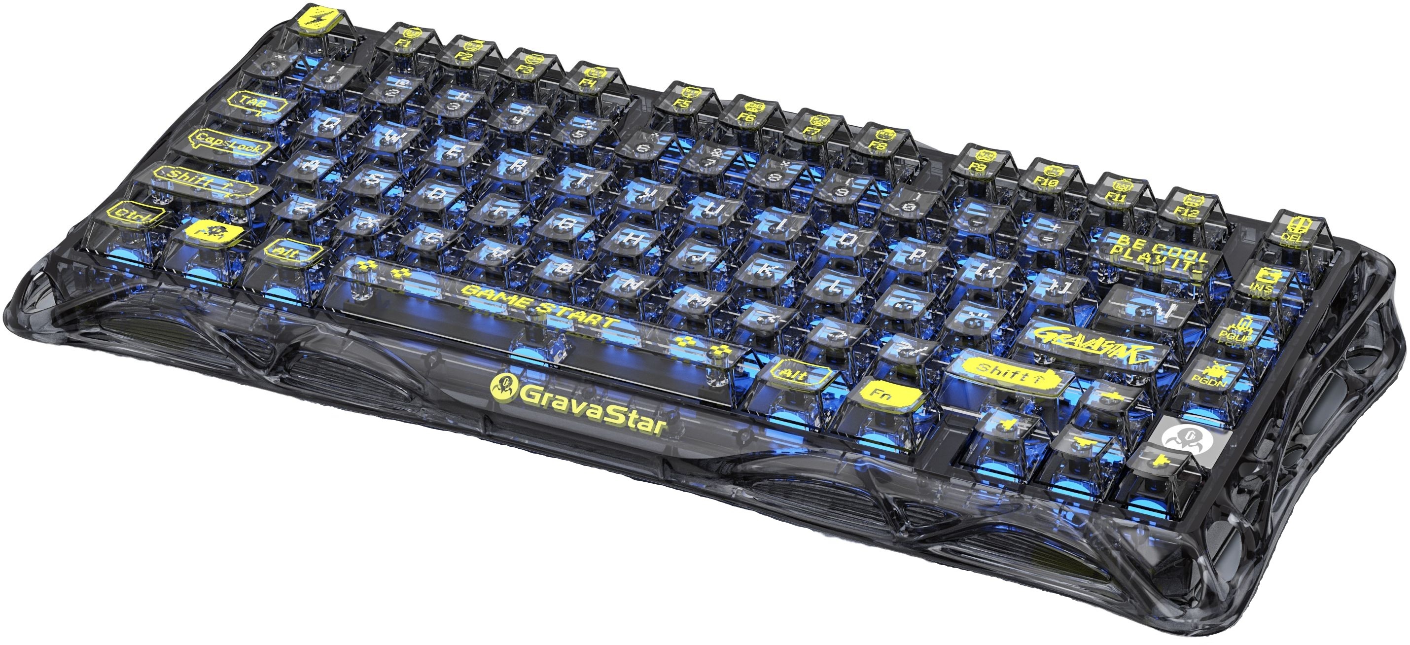 Клавіатура GravaStar Mercury K1 Lite BSUN Grey , EN, BT/WL/USB, Transparent Black (GS_K1_LITE_XTAL_BLK)фото