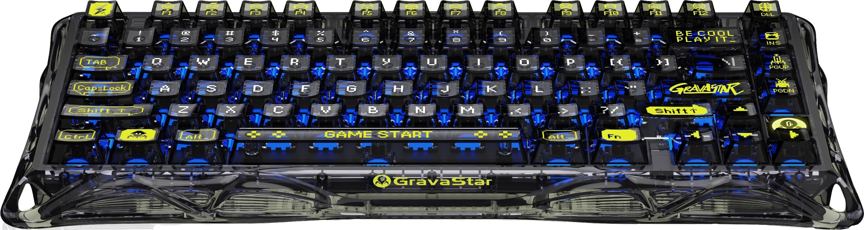 Клавіатура GravaStar Mercury K1 Lite BSUN Grey , EN, BT/WL/USB, Transparent Black (GS_K1_LITE_XTAL_BLK)фото