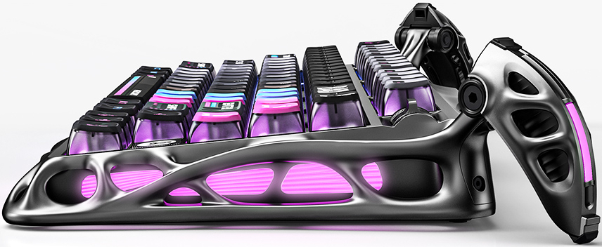 Клавіатура GravaStar Mercury K1 Pro Kailh Speedy Mint BT/WL/USB, Cyberpunk (GSK1PRO_CBLK)фото6