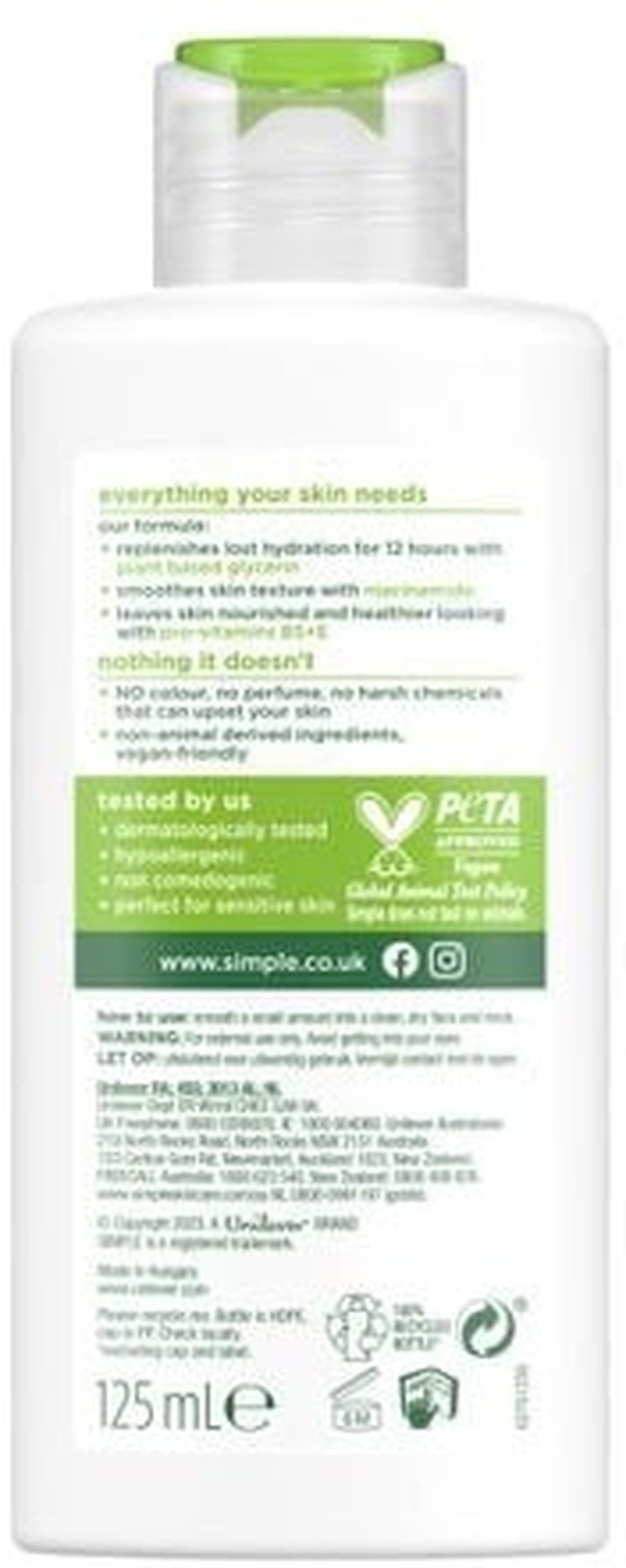 Крем увлажняющий для лица Simple Kind to Skin Replenishing Rich Moisturiser 125 мл фото 2
