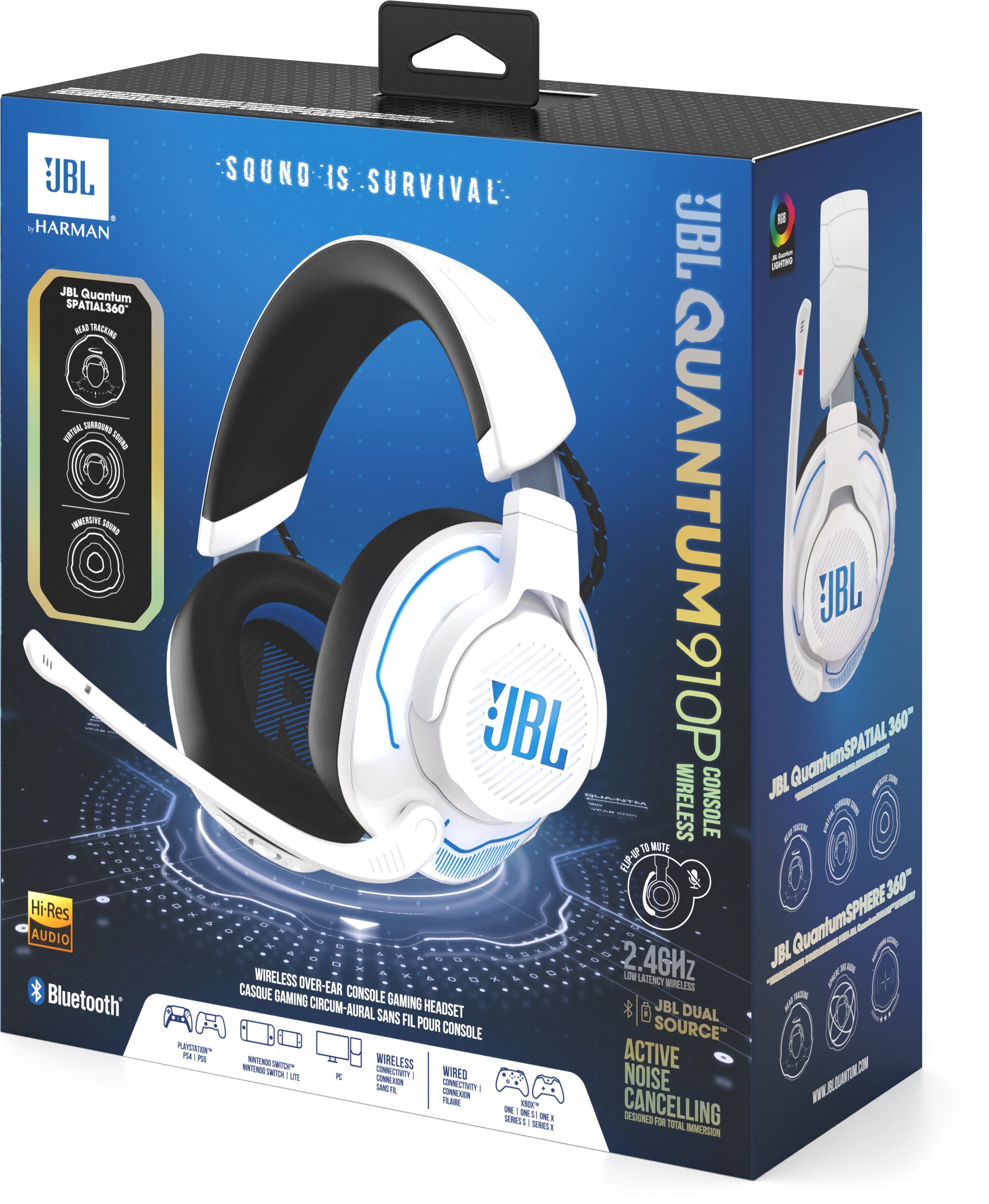 Игровая гарнитура JBL Quantum 910P Console Wireless (JBLQ910PWLWHTBLU) фото 