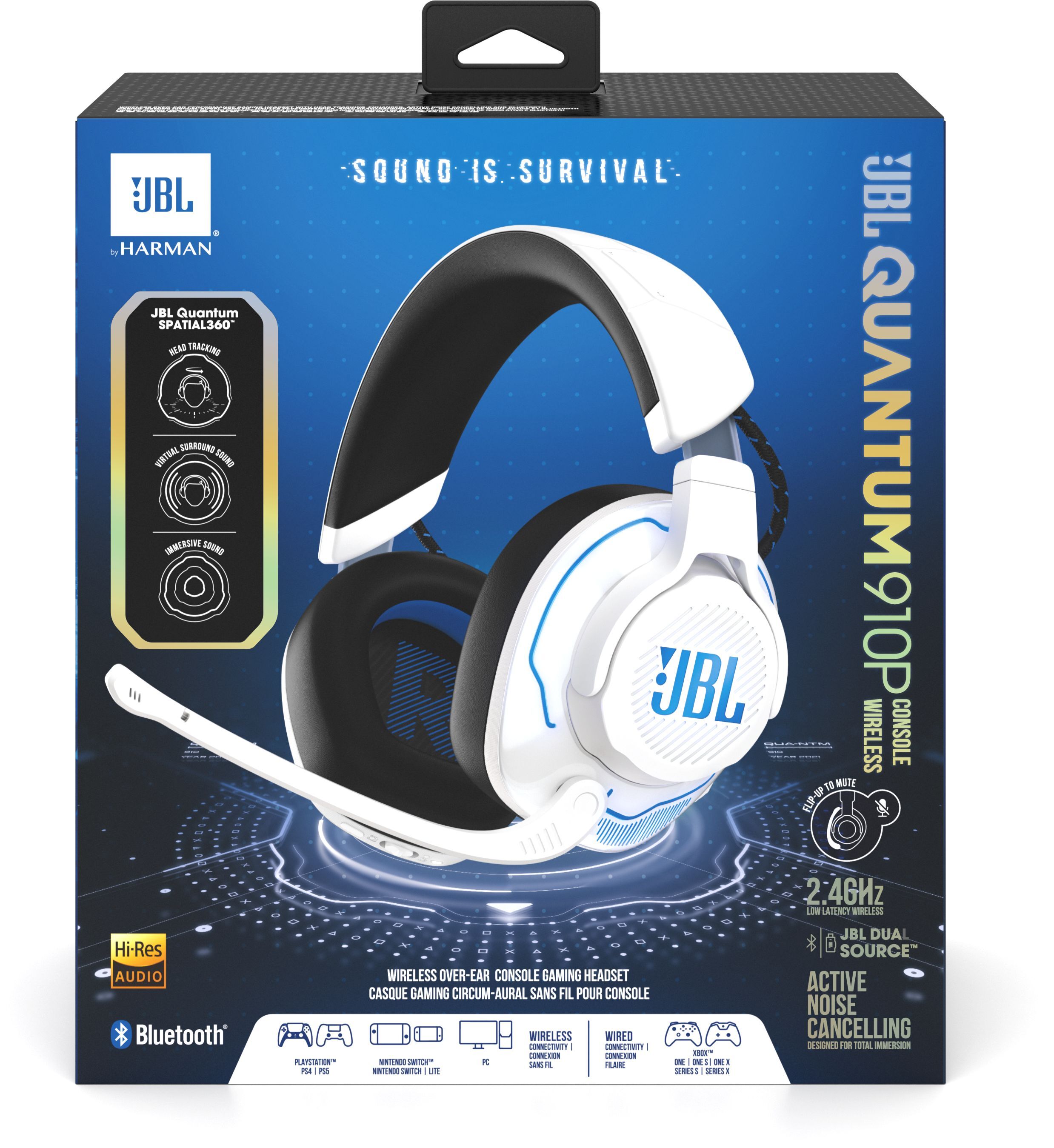 Игровая гарнитура JBL Quantum 910P Console Wireless (JBLQ910PWLWHTBLU) фото 