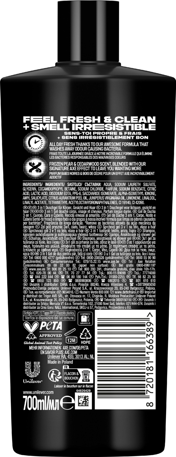 Гель для душу та шампунь AXE Black 700 млфото