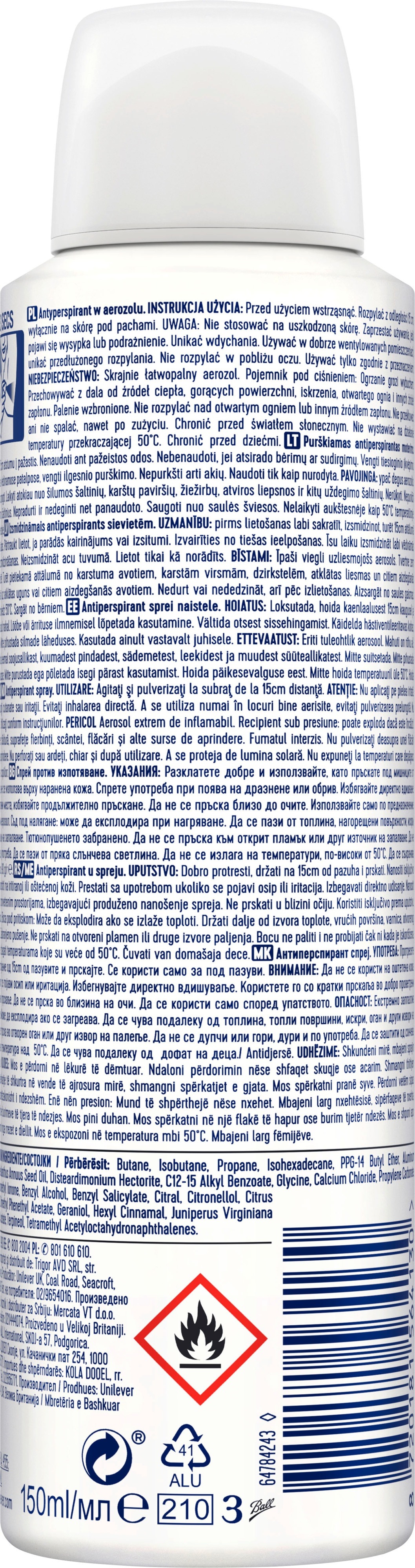 Антиперспирант-аэрозоль Rexona 48H невидимый на черной и белой одежде 150 мл фото 2