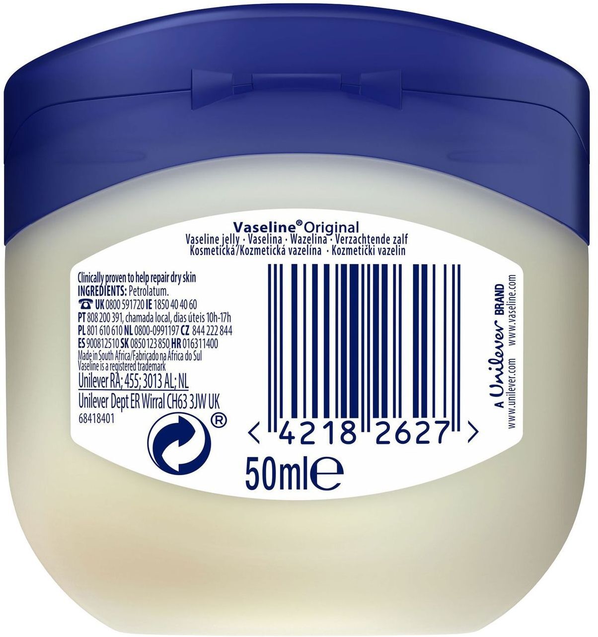 Косметичний вазелін для шкіри Vaseline захист та відновлення 50 млфото