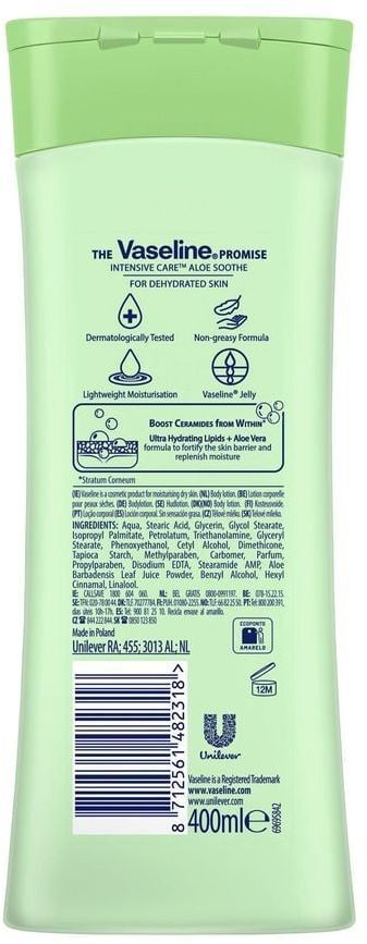 Лосьон для тела Vaseline Intensive Care из алоэ для обезвоженной кожи 400 мл фото 