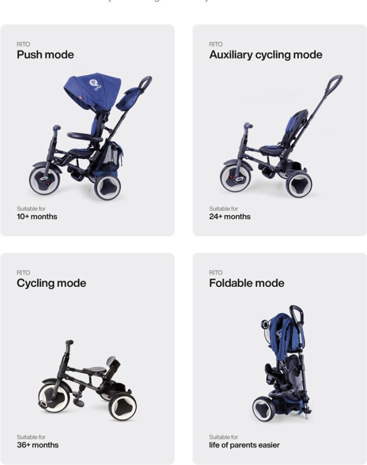 Велосипед складной трехколесный детский QPLAY Rito+ EVA Blue (S380-8Blue) фото 5