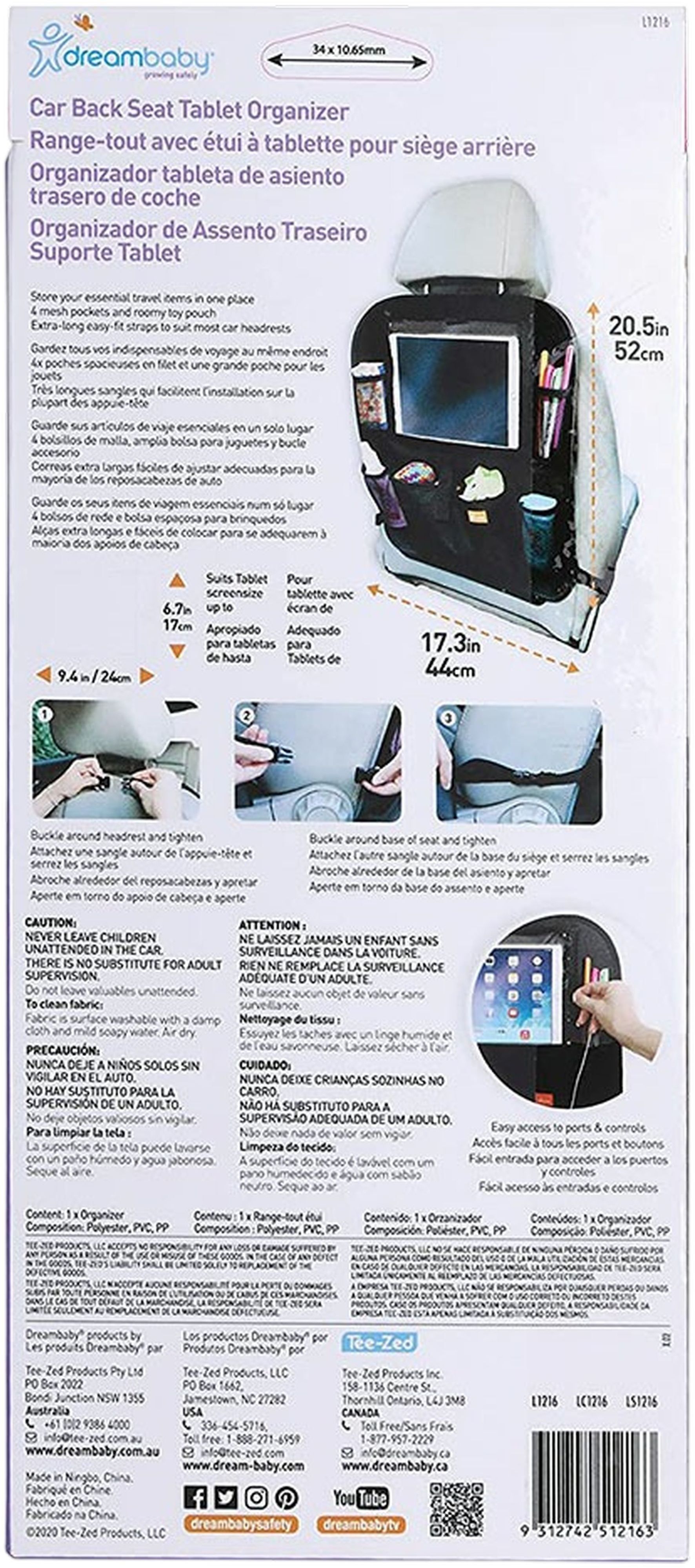 Органайзер DreamBaby на сидіння з тримачем для планшетного ПК. (G1216)фото4