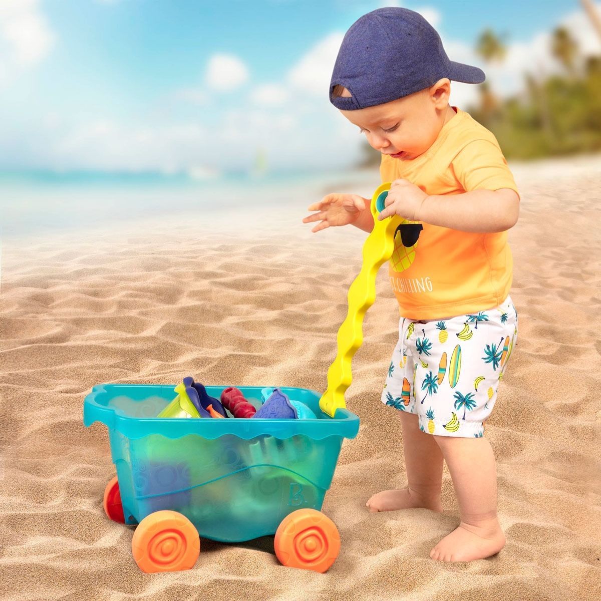 Набор для игры с песком и водой Battat - Тележка Море (11 предметов) (BX1596Z) фото 