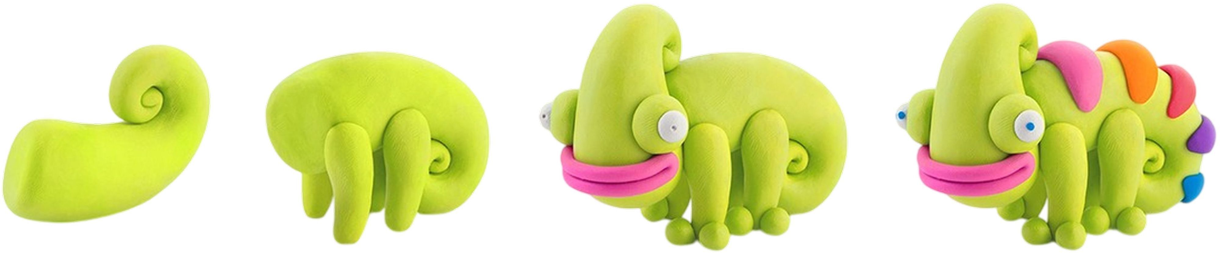 Набор самозатвердевающего пластилина Lipaka - Экзотические животные: хамелеон, гастропода, аксолотль (60049-UA01) фото 4