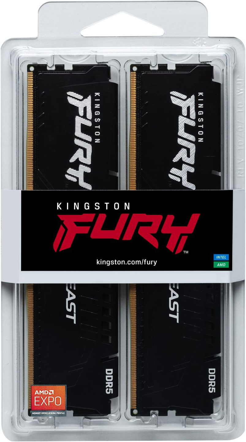 Пам'ять для ПК Kingston DDR5 16GB KIT (8GBx2) 5600 FURY Beast Black EXPO (KF556C36BBEK2-16)фото