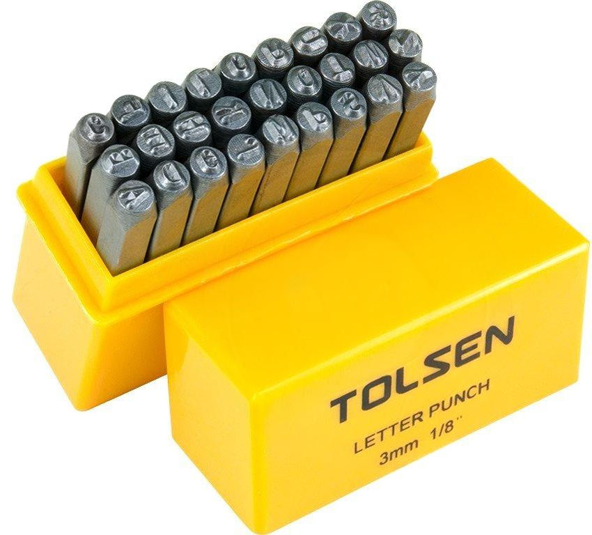 Літери для штампування Tolsen, набір 27шт, латинські літери, 3х57мм, HRC 48-52 (25101)фото2