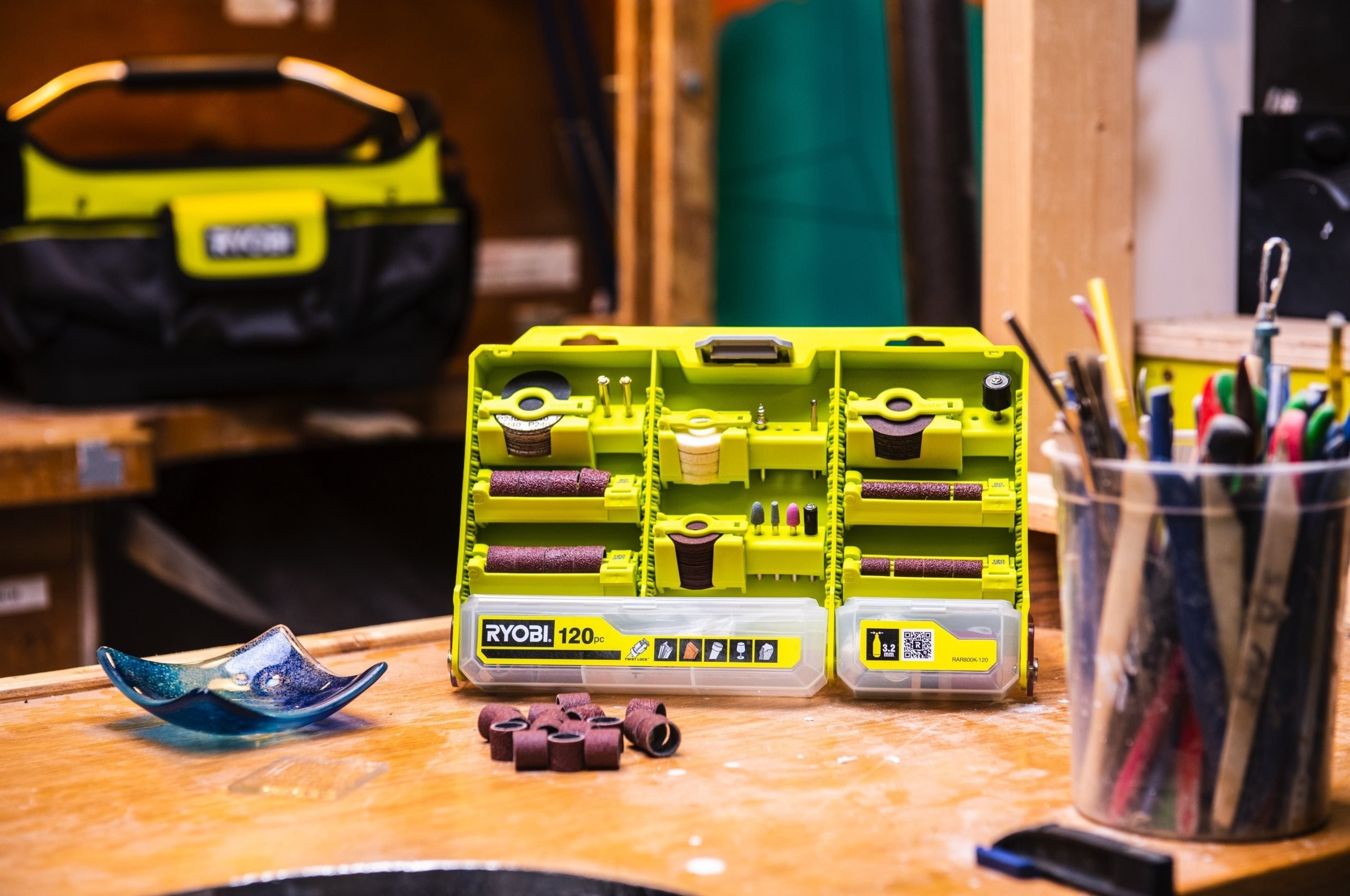 Комплект приладдя Ryobi RAR800K-120 1/8" для дриля, гравера, реноватора (5132005872)фото3