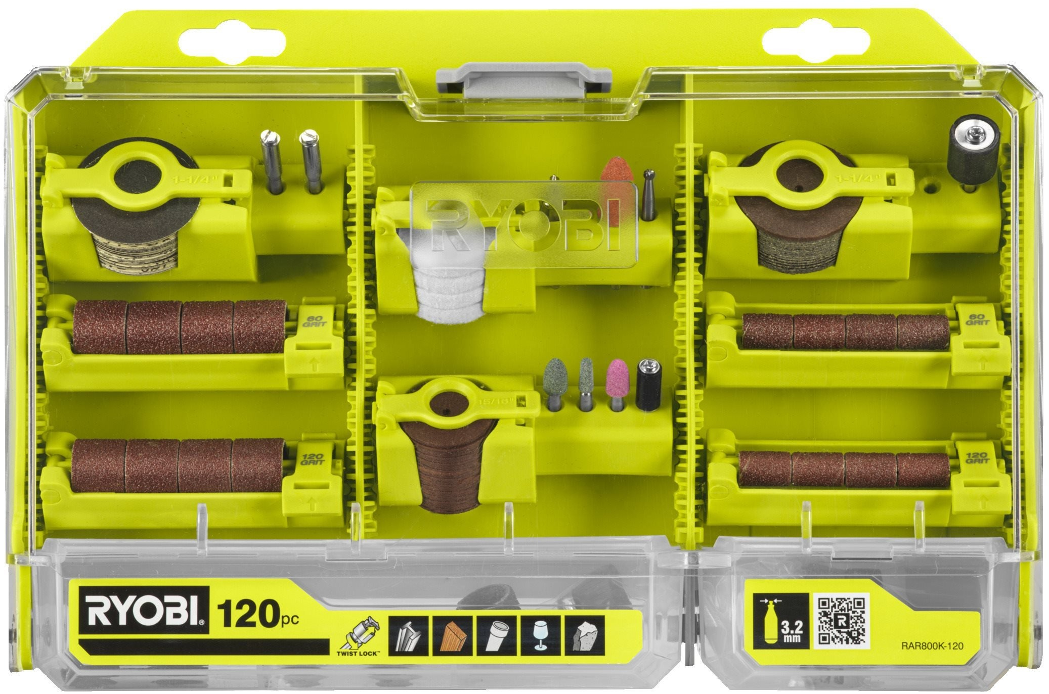 Комплект приладдя Ryobi RAR800K-120 1/8" для дриля, гравера, реноватора (5132005872)фото2