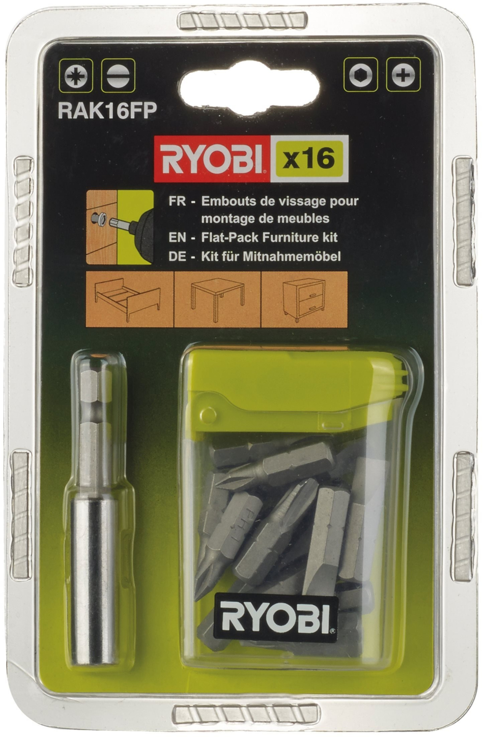 Набір біт Ryobi RAK16FP, 16 предметів (5132002679)фото