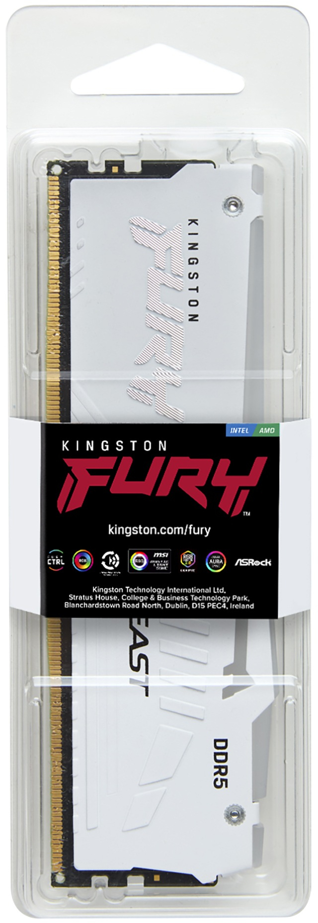 Память для ПК Kingston DDR5 16GB 6000 FURY Beast White RGB EXPO (KF560C36BWE2A-16) фото 3