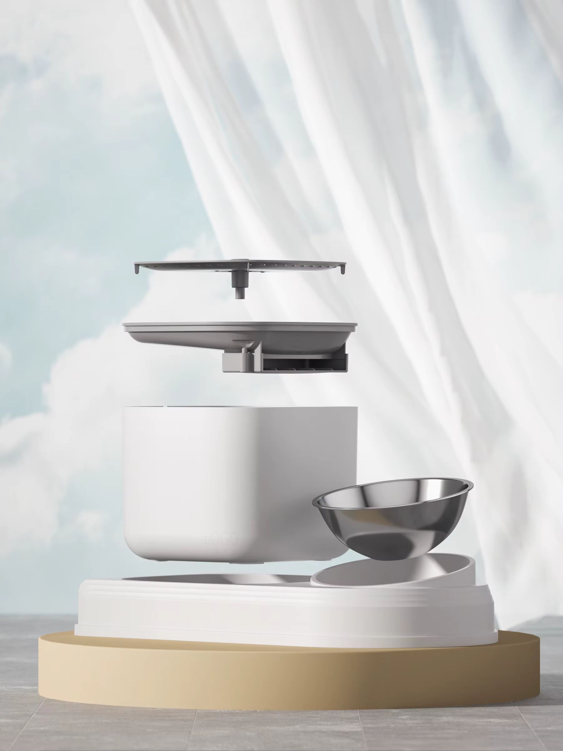 Поилка-фонтан Lapka с кормушкой WF072 белая фото 8